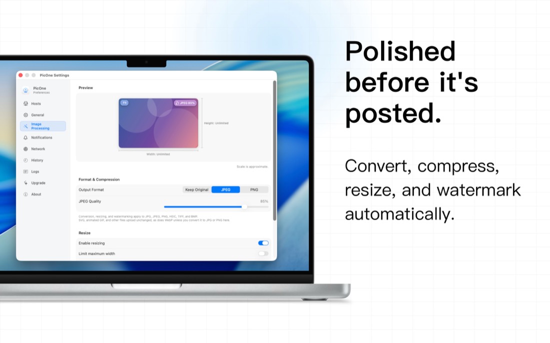 Pasting a web URL to rehost any image to your own storage in one step.